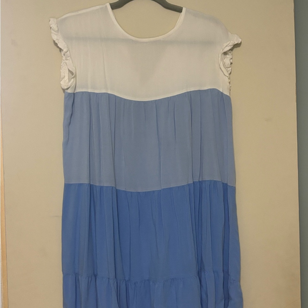 Blue and White Tiered Dress